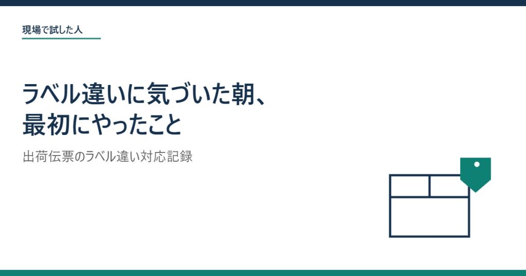 出荷伝票のラベル違いに気づいた朝の対応を振り返るアイキャッチ